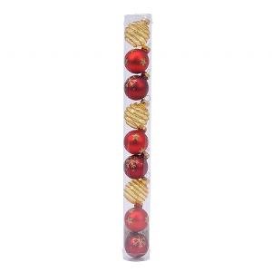 Decoris Red & Gold Classic Mix 30mm Baubles (Pack of 9)