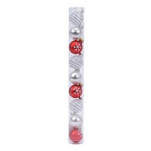 Decoris Red & White Assorted 30mm Baubles (Pack of 9)