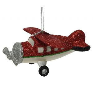 Decoris Glass Plane with Glitter Hanging Decorartion