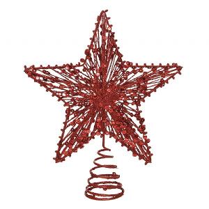 Decoris Red Iron Tree Top Star with Glitter