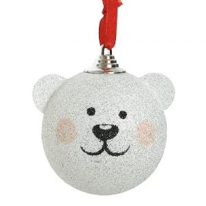 Decoris White Foam Bear Bauble 80mm