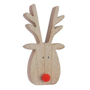 Decoris Wooden Deer with Pumpkin Nose