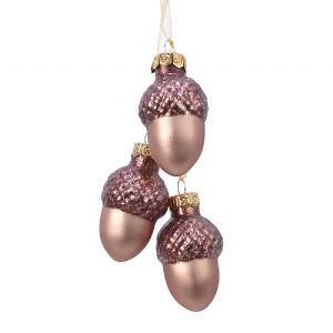 Decoris Brown Glass Acorn Bundle Hanging Decoration