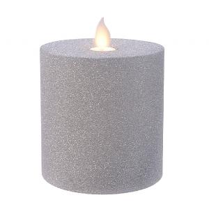 Lumineo Silver LED Glitter Flicker Candle 10cm