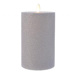 Lumineo Silver LED Glitter Flicker Candle 15cm