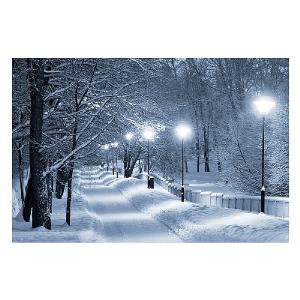 Lamplit Snowy Lane LED Canvas 40x30cm