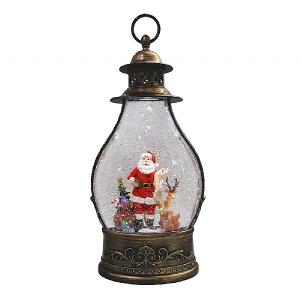 Santa Scene LED Dark Water Filled Lantern