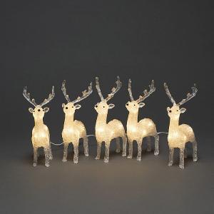 Konstsmide Warm White LED Set of 5 Acrylic Reindeers