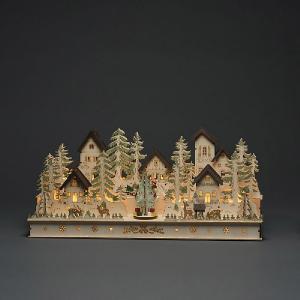 Konstsmide Wooden Silhouette House & Figures with 17 LEDs