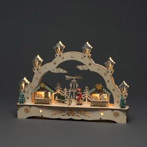 Konstsmide Wooden Silhouette Houses & Boy with LEDs