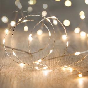 100 Warm White Micro LED Battery Operated Christmas Lights (Silver Wire)