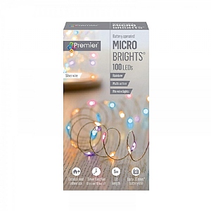 100 Pastel LED Battery Operated Micro Lights (Silver Wire)
