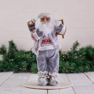 40cm Grey Standing Santa Decoration