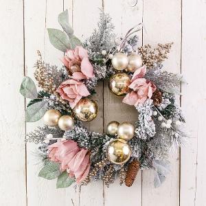 Pink Flower Wreath 60cm
