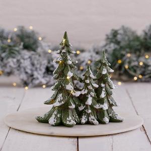 Green LED Triple Snowy Tree Decoration