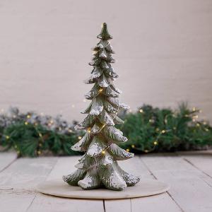 Green LED Single Snowy Tree Decoration