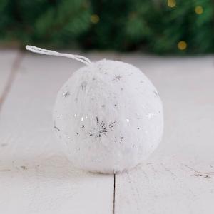 10cm White & Silver Snowball Tree Decoration