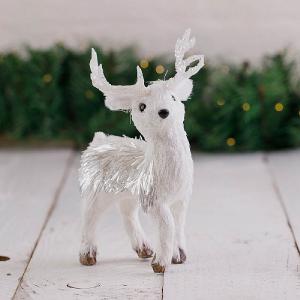 24cm White Standing Deer Christmas Decoration