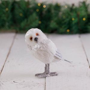 15cm White Standing Owl Decoration