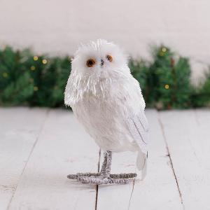 23cm White Standing Owl Decoration