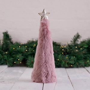 Pink Faux Fur Cone Tree Table Decoration