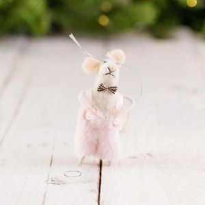 Felt White Mouse in Dungarees