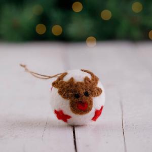 Cream Reindeer & Stars Tree Decoration