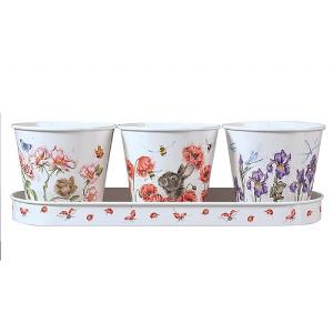 Wrendale Herb Pots & Tray Floral