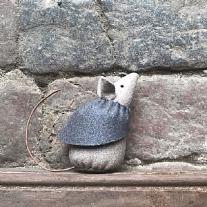 East of India 'Grey Cape Dot' Little Mouse Ornament