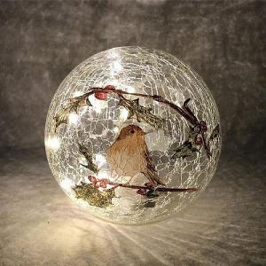 20cm LED Robin Crackle Ball Decorative Light