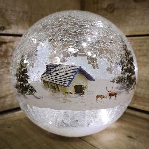 20cm LED Lodge Crackle Ball Decorative Light