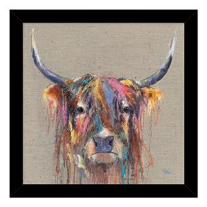 'Dottie' Highland Cow Picture 33x33cm