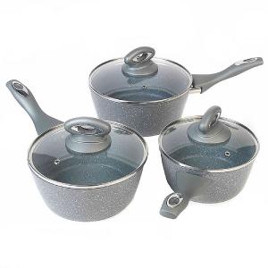 Salter 3pc Marblestone Non-Stick Saucepan Set