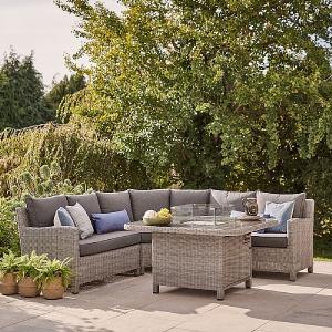 Kettler Palma Grande Firepit Corner Set - White Wash
