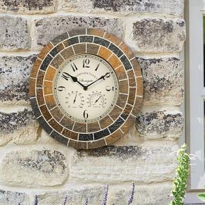 Outside In Stonegate Mosaic 14'' Clock