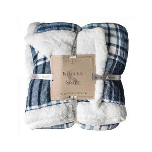 Kilburn & Scott Luxurious Check Sherpa Throw - Ink & Teal
