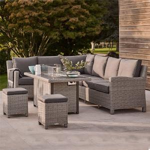 Kettler Palma White Wash Right Hand Alu Firepit Set