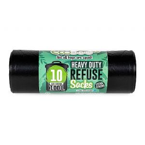 Ecobag 10 Heavy Duty Super Strong Refuse Sacks 100L Black