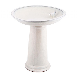 Fallen Fruits Ceramic Pedestal Bird Bath - Cream