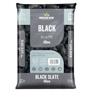 Meadow View Black Slate Chippings 40mm - 20kg Bag