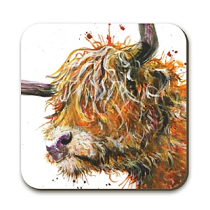 Katherine Williams Splatter 'Homer Highland Cow' Coaster