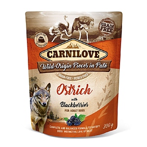 Carnilove Ostrich with Blueberries Pouch Wet Dog Food - Adult (300g)