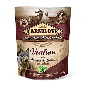 Carnilove Venison with Strawberry Leaves Pouch Wet Dog Food - Adult (300g)