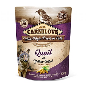 Carnilove Quail with Yellow Carrot Pouch Wet Dog Food - Adult (300g)