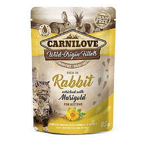 Carnilove Rabbit With Marigold Pouch For Kittens 85g