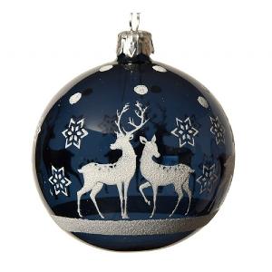 Decoris Midnight Glass Bauble with Reindeer 8cm