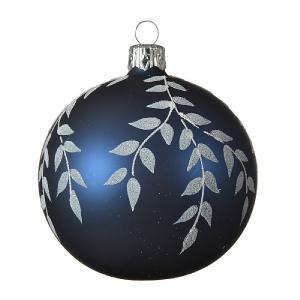 Decoris Midnight Glass Bauble with Glitter Branches 8cm
