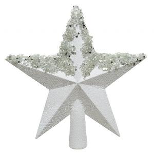 Decoris White Shatterproof Tree Topper with Sequins