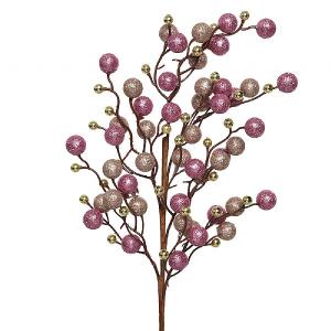 Decoris Pink & Gold Glitter Foam Bauble Floral Spray