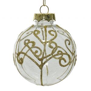 Decoris Transparent Shatterproof Bauble with Glitter 10cm